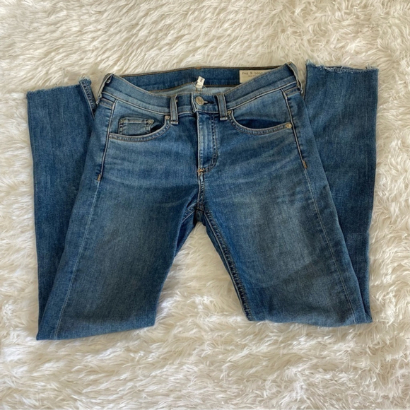 RAG & Bone Skinny Raw Hem Lucky Rouge Wash Sz 25 - Picture 4 of 9